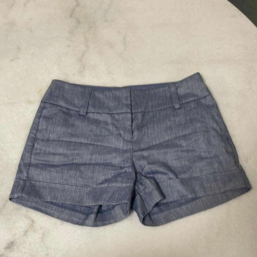 Express midi low rise blue shorts